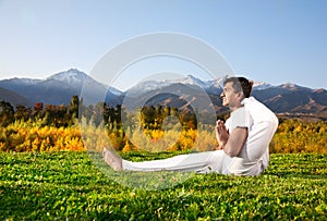 Yoga Advance pose in mountains