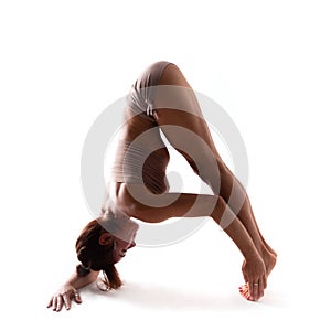 Yoga alphabet, letter A formed by body of yogi