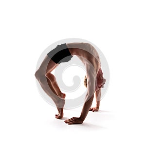 Yoga alphabet, letter O formed by body of yogi