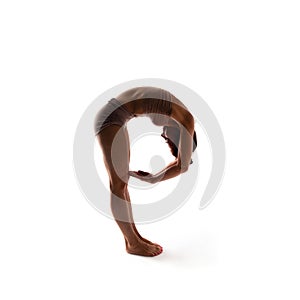 Yoga alphabet, letter P formed by body of yogi