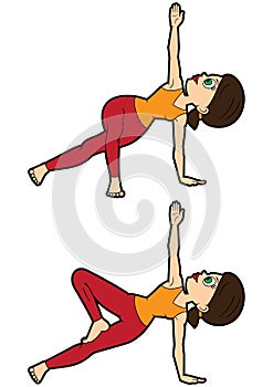 Yoga asana set side plank poses knee variations