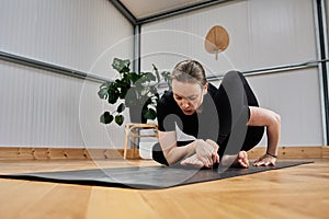 yoga asana in a yoga studio with natural light. yoga instructors with great flexibility