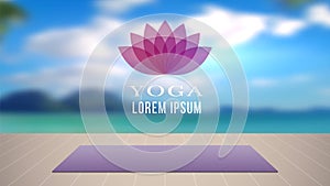 Yoga background. Meditation relaxation place with carpet on wood floor. Comfortable place to rest and reload vector