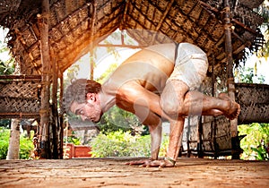 Yoga bakasana in India