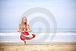 Yoga balancing asana on toes