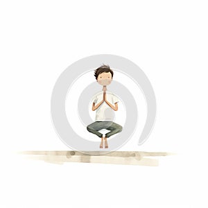 Childlike Yoga: A Delightful Illustration Of Young Joseph In Tadasana Pose photo