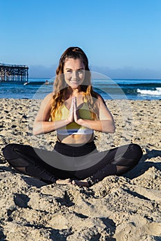 Yoga at a california beach