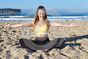 Yoga at a california beach
