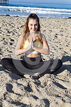 Yoga at a california beach