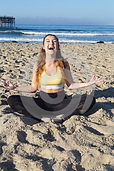 Yoga at a california beach