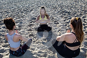 Yoga at a california beach