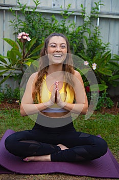 Yoga at a california garden