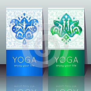 Yoga cards with girls in yoga poses