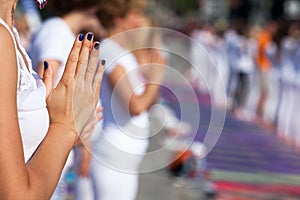 Yoga class outdoors