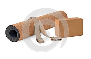 Yoga Cork Mat, Block and Strap Eco Friendly Set