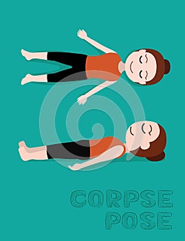 Yoga Corpse Pose Cartoon Vector Illustration photo