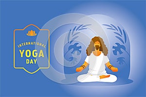 Yoga day with peaceful beard man