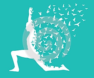 Yoga day/yoga infographic with birds flying design, templates for spa center or yoga studio