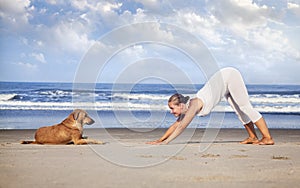 Yoga with dog in India