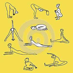 Yoga, doing yoga, yoga workouts, improving health through yoga, yoga, asanas, illustrations for the site, illustration for instagr