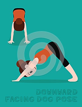 Yoga Downward Facing Dog Pose Cartoon Vector Illustration