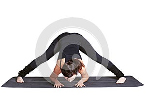 Yoga excercising prasarita padottanasana