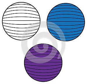 Yoga Exercise Ball Clipart Set - Outline and Color