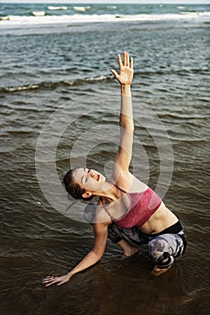 Yoga Exercise Stretching Meditation Concentration Summer Concept