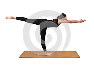 Yoga exercise, young woman pose on yoga mat