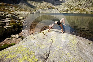 Yoga exercising in Tatry mountains