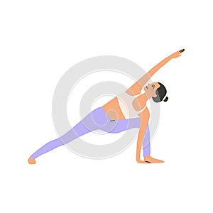 Yoga extended side angle pose hand drawn illustration