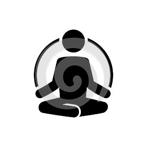 Yoga fitness icon in flat style. Meditate concept