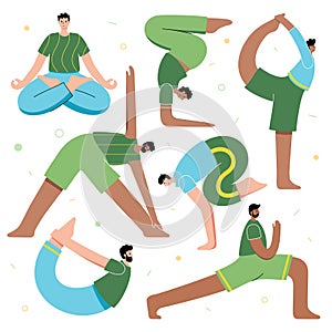 Yoga flat vector illustration. Healthy lifestyle
