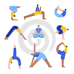 Yoga flat vector illustration. Healthy lifestyle