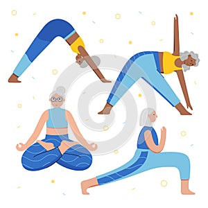 Yoga flat vector illustration. Healthy lifestyle