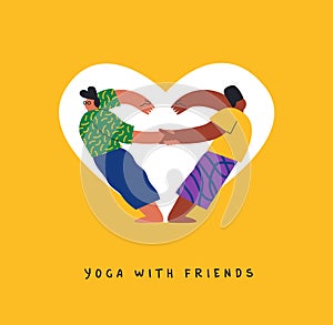 Yoga friend people love pose friendship concept