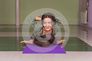 Yoga girl doing yoga asana