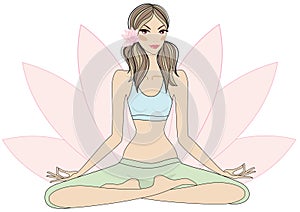 Yoga girl in lotus pose