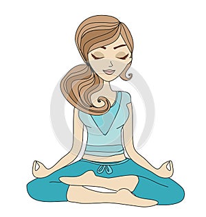 Yoga girl in lotus position