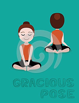 Yoga Gracious Pose Cartoon Vector Illustration