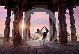 Yoga in Hampi temple photo