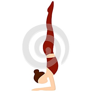 Yoga. Headstand. Vector illustration.