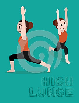 Yoga High Lunge Cartoon Vector Illustration