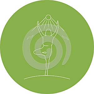Yoga highlight icon for stories on matcha background, mindfullness, awareness, yoga