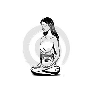 Yoga Icon hand draw black colour international yoga day logo symbol perfect