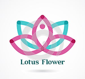 Yoga icon Lotus flower, element and symbol