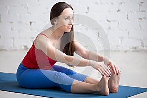 Yoga Indoors: Paschimottanasana pose