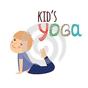 Yoga kids logo design with boy