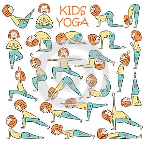 Hand-drawn Yoga kids set
