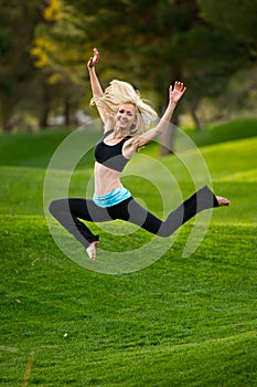 Yoga leap in the park